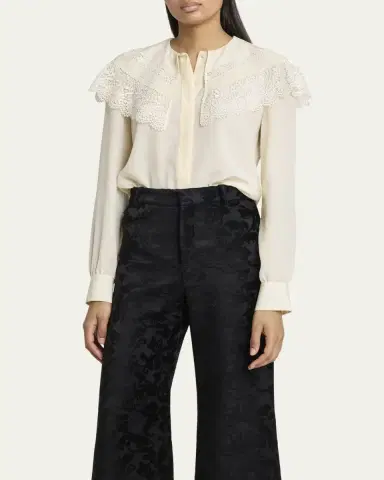 Chloé Lace Ruffle Silk Blouse | Thumbnail 4