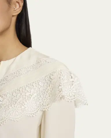 Chloé Lace Ruffle Silk Blouse | Thumbnail 5