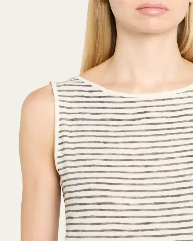 MAJESTIC FILATURES Stretch Linen Stripe Boat-Neck Tank Top | Thumbnail 5 MAJESTIC FILATURES Stretch Linen Stripe Boat-Neck Tank Top | Thumbnail 5