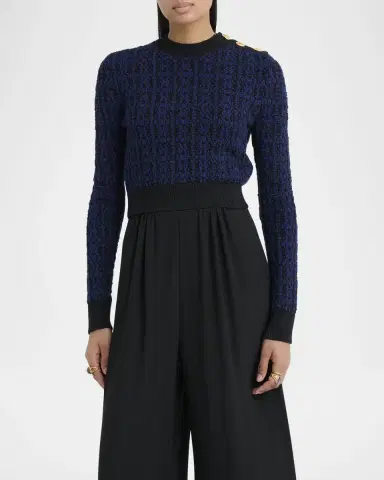 Chloé Button-Shoulder Boucle Knit Crop Sweater | Thumbnail 3 Chloé Button-Shoulder Boucle Knit Crop Sweater | Thumbnail 3
