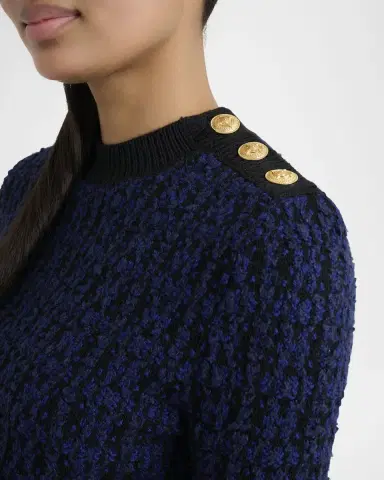 Chloé Button-Shoulder Boucle Knit Crop Sweater | Thumbnail 4 Chloé Button-Shoulder Boucle Knit Crop Sweater | Thumbnail 4