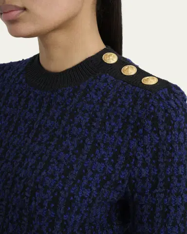 Chloé Button-Shoulder Boucle Knit Crop Sweater | Thumbnail 9 Chloé Button-Shoulder Boucle Knit Crop Sweater | Thumbnail 9