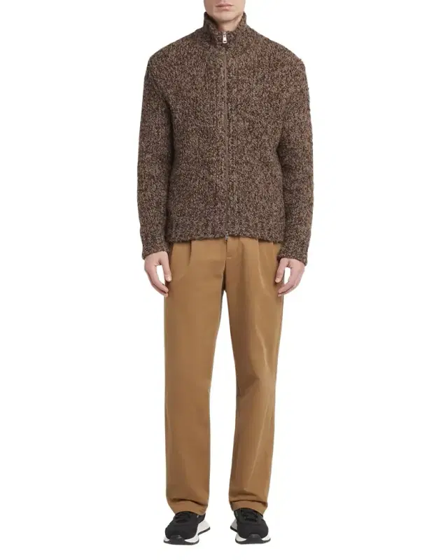 Men's Wool Knit Full-Zip Sweater