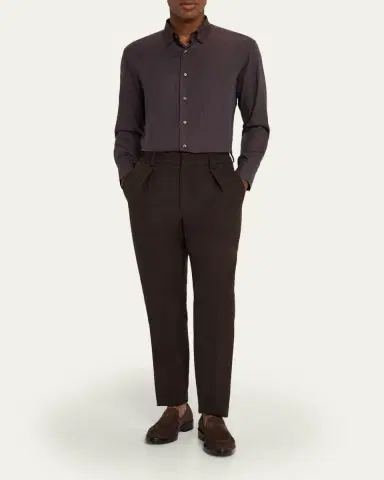 Brioni Men's Cotton Flannel Button-Down Shirt | Thumbnail 2