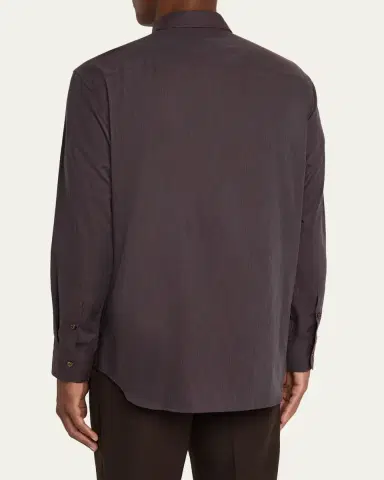 Brioni Men's Cotton Flannel Button-Down Shirt | Thumbnail 4