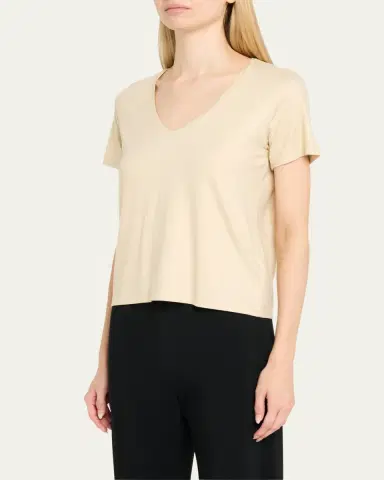 MAJESTIC FILATURES Soft Touch V-Neck Shimmer Jersey T-Shirt | Thumbnail 4 MAJESTIC FILATURES Soft Touch V-Neck Shimmer Jersey T-Shirt | Thumbnail 4
