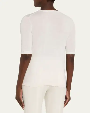 Gabriela Hearst Brunner Short-Sleeve Cashmere-Silk T-Shirt | Thumbnail 3