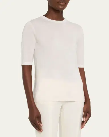 Gabriela Hearst Brunner Short-Sleeve Cashmere-Silk T-Shirt | Thumbnail 4