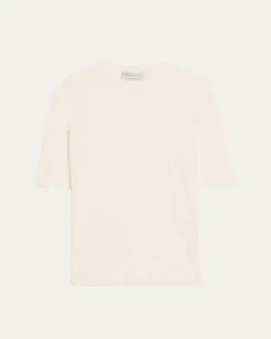 Gabriela Hearst Brunner Short-Sleeve Cashmere-Silk T-Shirt | Thumbnail 1
