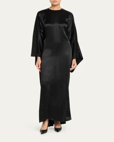 Balenciaga Satin Long-Sleeve Maxi Dress | Thumbnail 2