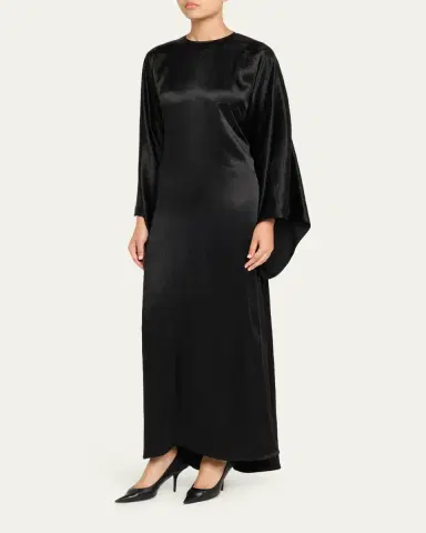 Balenciaga Satin Long-Sleeve Maxi Dress | Thumbnail 4