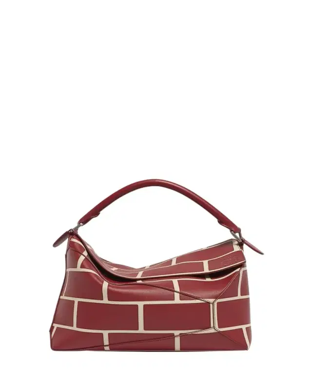Men's Large Brick Leather Puzzle Edge Shoulder Bag