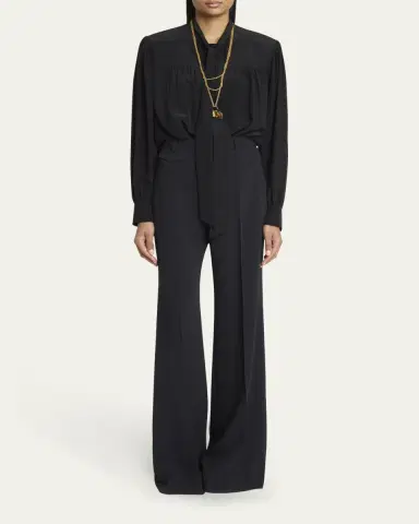 Chloé Organic Silk Crepe De Chine Neck-Scarf Blouse | Thumbnail 2