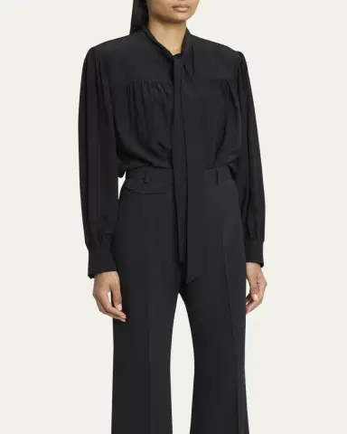 Chloé Organic Silk Crepe De Chine Neck-Scarf Blouse | Thumbnail 4