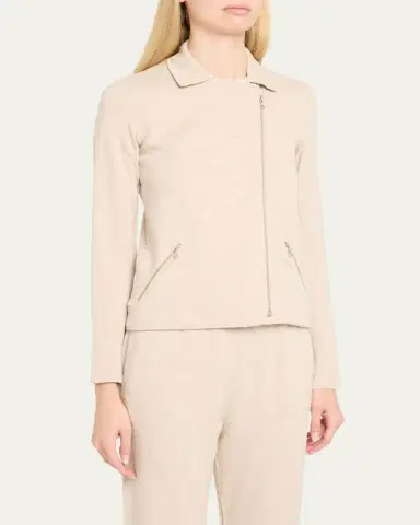 MAJESTIC FILATURES Zip-Front French Terry Moto Jacket | Thumbnail 4 MAJESTIC FILATURES Zip-Front French Terry Moto Jacket | Thumbnail 4