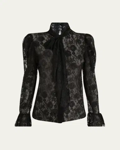 Chloé Tie-Neck Lace Button-Down Blouse | Thumbnail 5