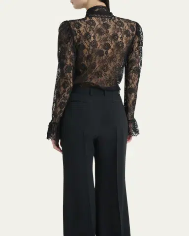 Chloé Tie-Neck Lace Button-Down Blouse | Thumbnail 7