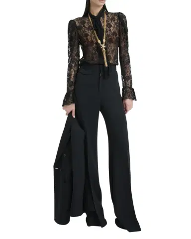 Chloé Tie-Neck Lace Button-Down Blouse | Thumbnail 1