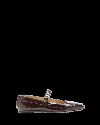 Le Monde Béryl Croc-Effect Leather Mary Jane Ballerina Flats | Thumbnail 2