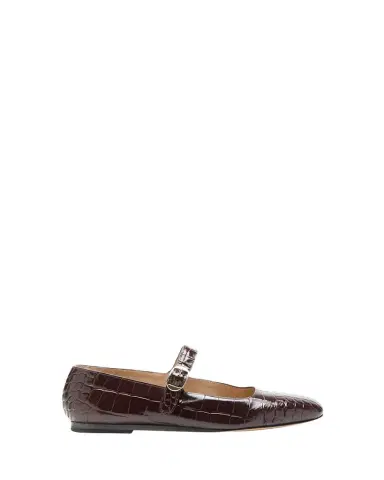 Le Monde Béryl Croc-Effect Leather Mary Jane Ballerina Flats | Thumbnail 1