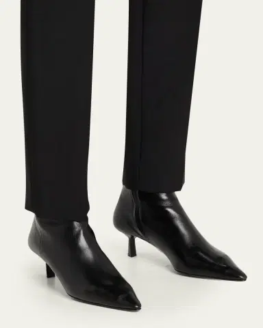Prada Triangle Logo Leather Kitten-Heel Booties | Thumbnail 2