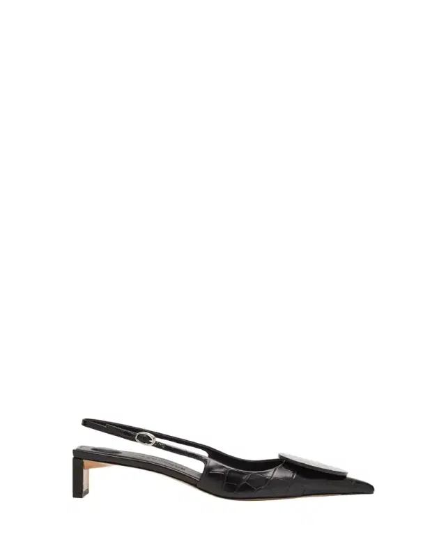 Les Slingbacks Croc-Embossed Leather Pumps