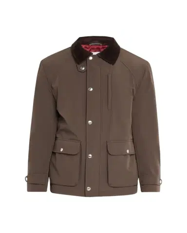 Brunello Cucinelli Men's Nylon Corduroy-Collar Full-Zip Jacket | Thumbnail 1 Brunello Cucinelli Men's Nylon Corduroy-Collar Full-Zip Jacket | Thumbnail 1