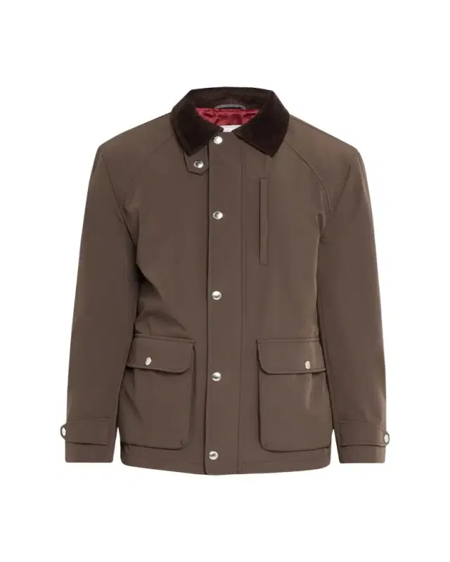 Brunello Cucinelli Men's Nylon Corduroy-Collar Full-Zip Jacket