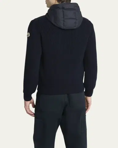 Moncler Men's Down Quilted Wool Knit Hooded Cardigan | Thumbnail 3 Moncler Men's Down Quilted Wool Knit Hooded Cardigan | Thumbnail 3