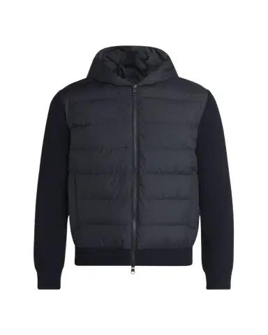 Moncler Men's Down Quilted Wool Knit Hooded Cardigan | Thumbnail 1 Moncler Men's Down Quilted Wool Knit Hooded Cardigan | Thumbnail 1