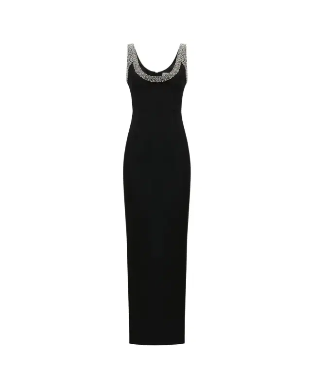 The New Arrivals by Ilkyaz Ozel Manu Crystal-Trim Column Gown