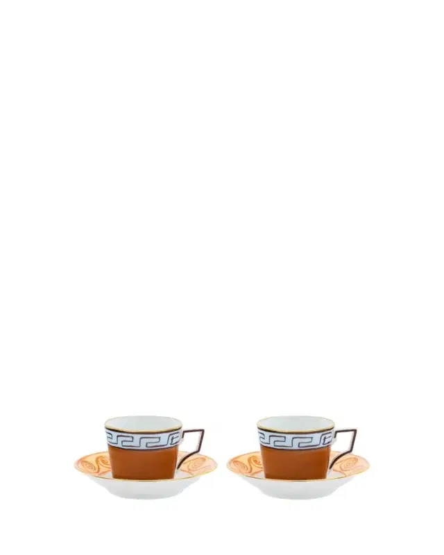 GINORI 1735 Il Viaggio di Nettuno Luna 3 oz. Coffee Cups & Saucers, Set of 2