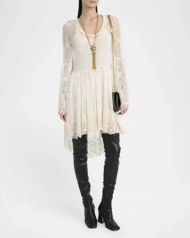 Chloé Lace U-Neck Long-Sleeve Mini Dress | Thumbnail 3 Chloé Lace U-Neck Long-Sleeve Mini Dress | Thumbnail 3
