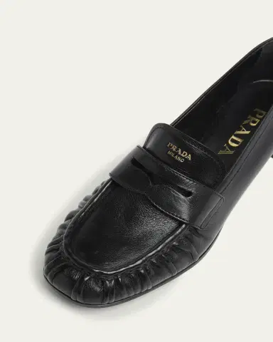 Prada Ruched Leather Loafers | Thumbnail 10