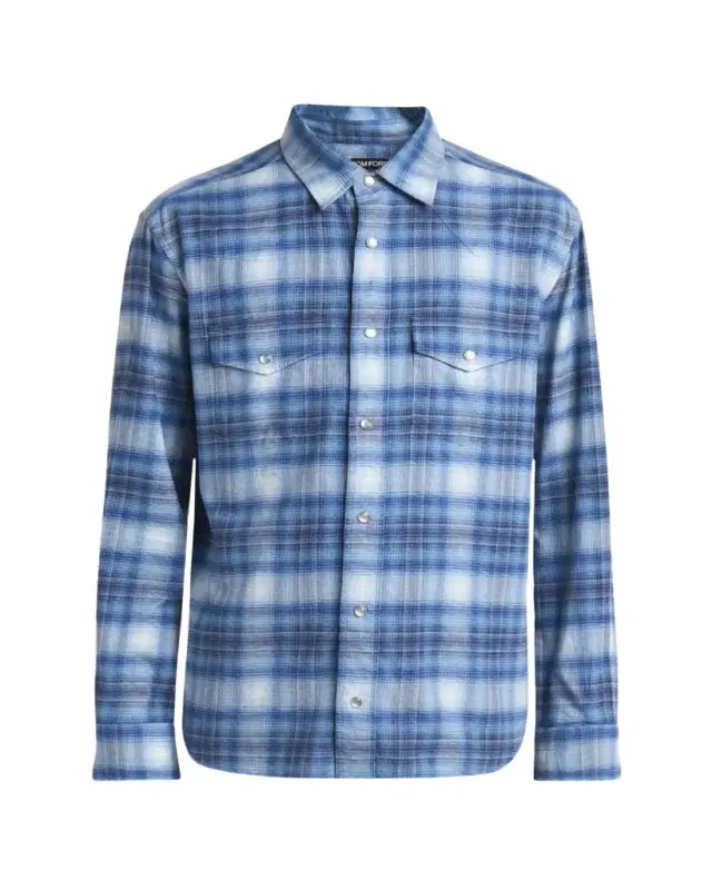 Men's Defused Check Slim Fit Western Shirt