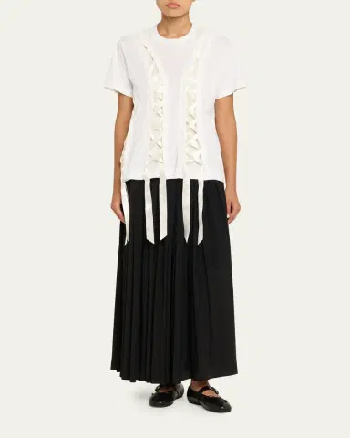 Simone Rocha Unraveling Ribbon Cotton Jersey T-Shirt | Thumbnail 3