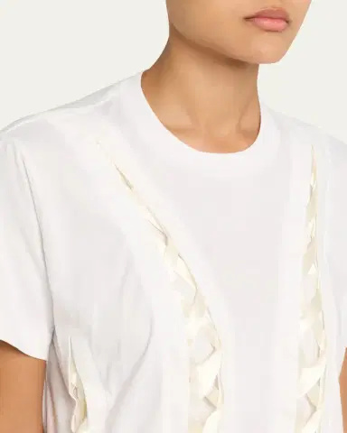 Simone Rocha Unraveling Ribbon Cotton Jersey T-Shirt | Thumbnail 5