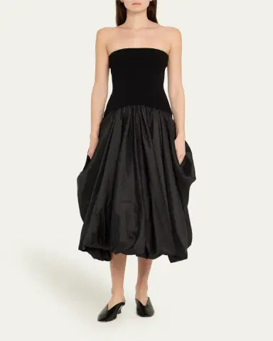 Simkhai Izzy Strapless Midi Bubble Dress | Thumbnail 2 Simkhai Izzy Strapless Midi Bubble Dress | Thumbnail 2