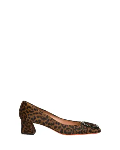 Santoni Leopard Block Heel Buckle Pumps | Thumbnail 1 Santoni Leopard Block Heel Buckle Pumps | Thumbnail 1