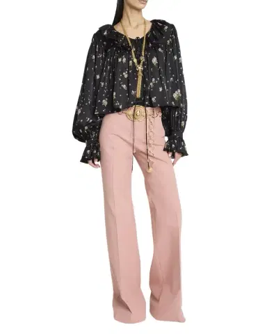Chloé Floral Silk Ruffle Peasant Blouse | Thumbnail 1