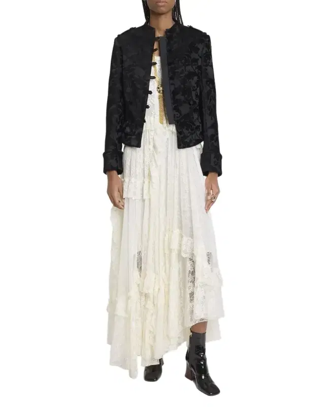 Jacquard Velvet Single-Breasted Jacket