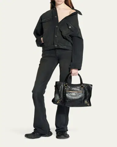 Balenciaga Le City Medium Croc-Embossed Leather Top-Handle Bag | Thumbnail 2