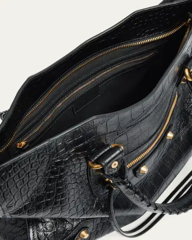 Balenciaga Le City Medium Croc-Embossed Leather Top-Handle Bag | Thumbnail 4