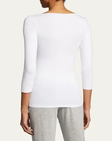 Majestic Filatures Soft-Touch Marrow-Edge Boat-Neck Top | Thumbnail 3