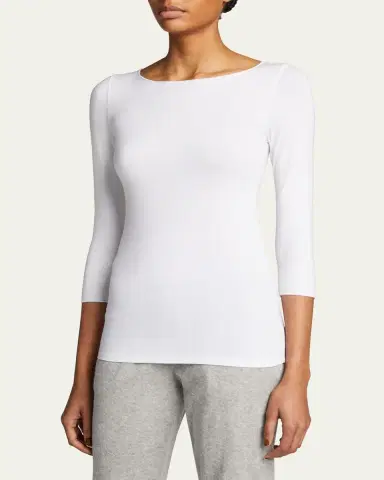 Majestic Filatures Soft-Touch Marrow-Edge Boat-Neck Top | Thumbnail 4