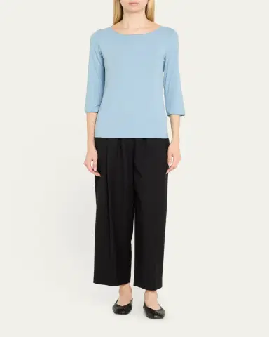 Majestic Filatures Soft-Touch Marrow-Edge Boat-Neck Top | Thumbnail 6