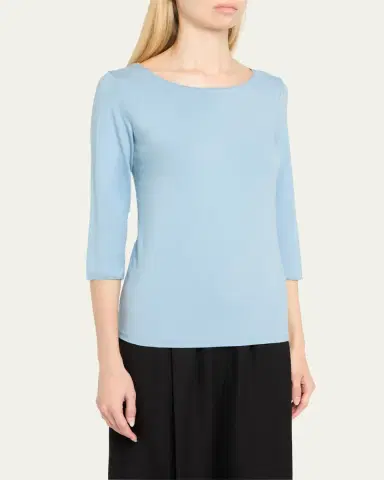 Majestic Filatures Soft-Touch Marrow-Edge Boat-Neck Top | Thumbnail 8