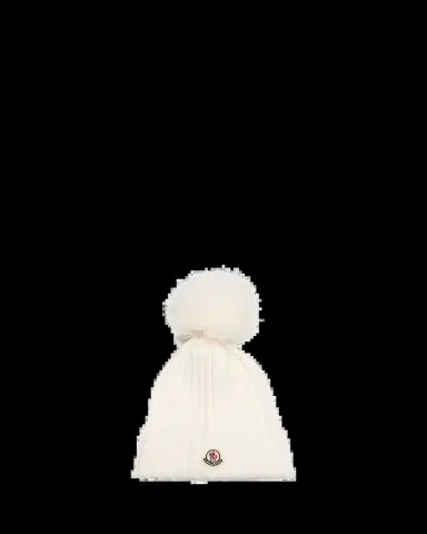 Moncler Wool Beanie with Faux Fur Pom | Thumbnail 2 Moncler Wool Beanie with Faux Fur Pom | Thumbnail 2