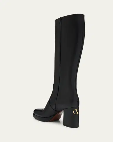 Valentino Garavani 90mm Fawcette Platform Leather Knee-High Boots | Thumbnail 4 Valentino Garavani 90mm Fawcette Platform Leather Knee-High Boots | Thumbnail 4
