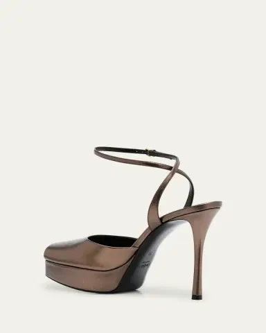 Saint Laurent La Scandale Metallic Leather Ankle-Strap Sandals | Thumbnail 4